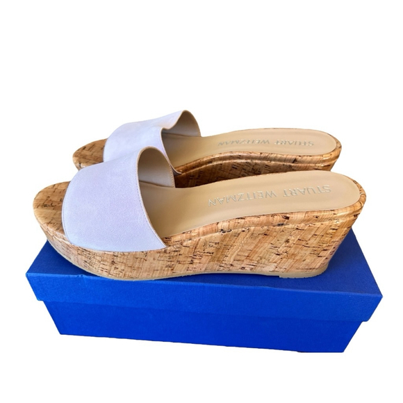 Women's Size 10.5 Stuart Weitzman Summer Wedge Sandals, Wisteria Lavender NIB - Picture 2 of 11
